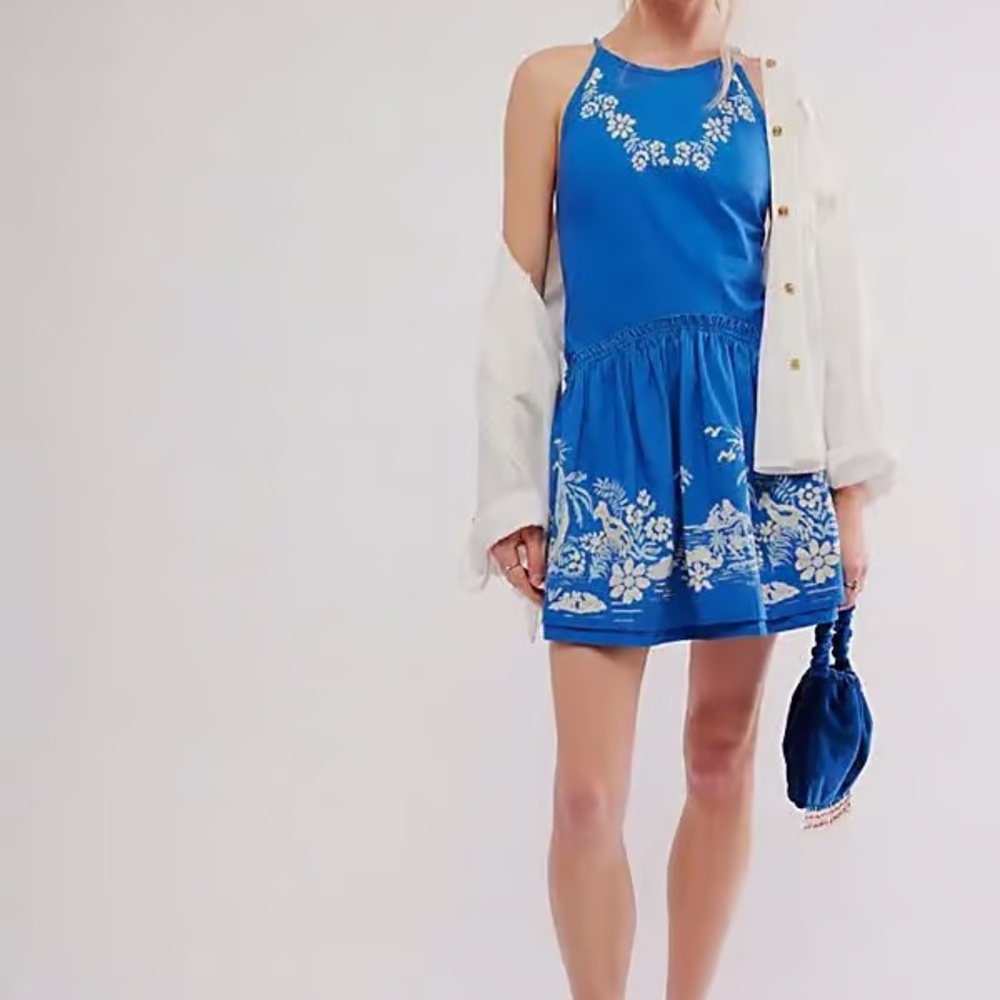 NWT Free People Dessert Island Mini Halter Dress Size XS Z412